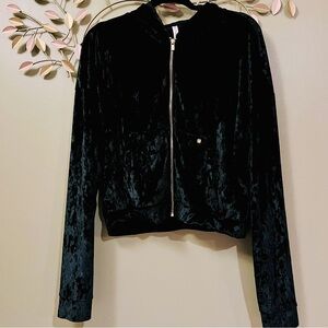 Fabletics crushed velvet cropped zip up hoodie size L
